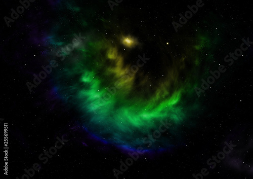 Fototapeta Naklejka Na Ścianę i Meble -  Star field in space and a nebulae. 3D rendering