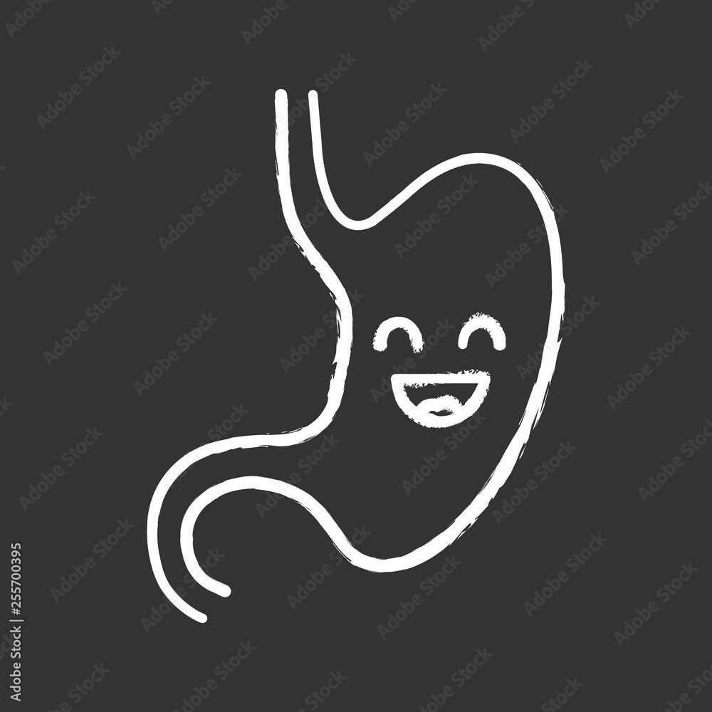 Smiling stomach chalk icon Smiling stomach chalk icon