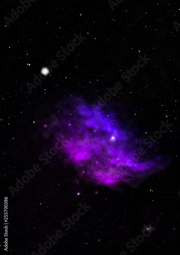 Far being shone nebula and star field. 3D rendering