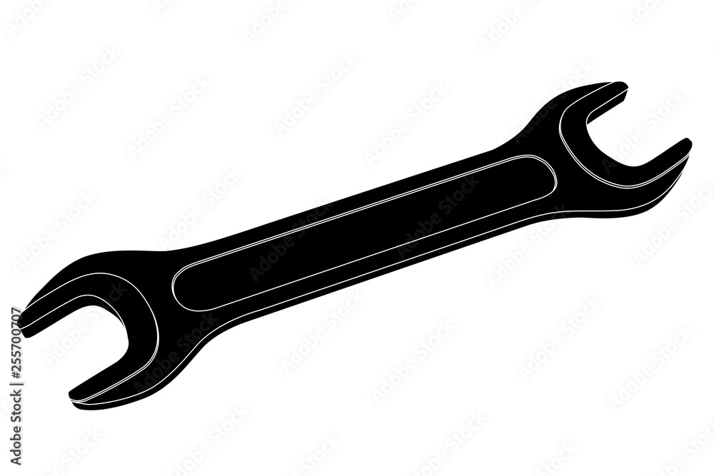 Wrench. Black drawing Wrench. Black drawing