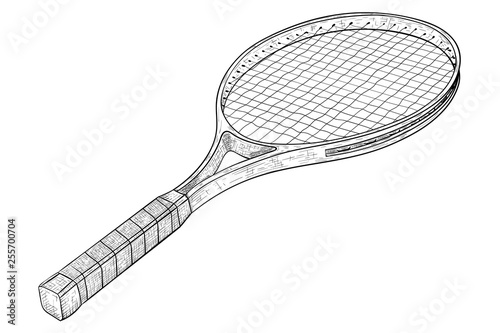 Tennis racket. Hand drawn sketch
