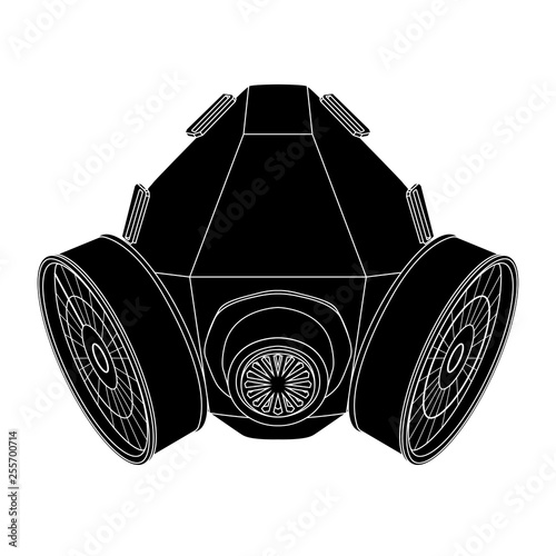 Gas mask. Black drawing
