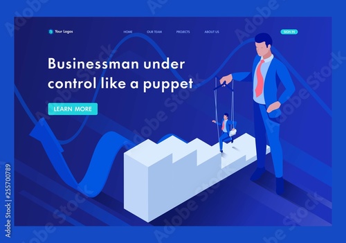 Isometric Businessman Control Like a Puppet