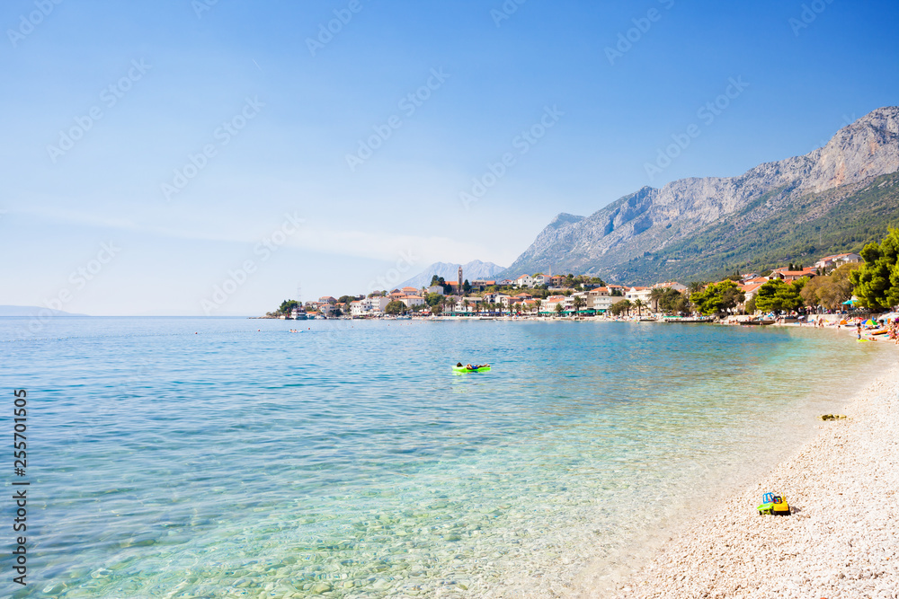 Gradac, Dalmatia, Croatia - Overview across the beautiful bay of Gradac
