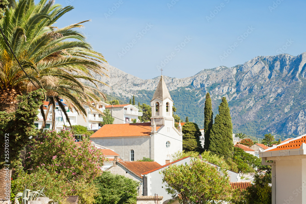 Brist, Dalmatia, Croatia - Church of Brist in front of the mountains