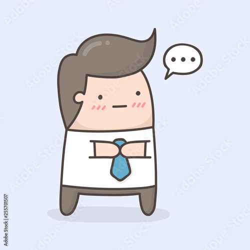 Shy cute cartoon caracter.