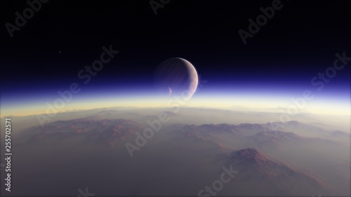 Planet in the space. Colorful art. Solar system. Gradient color. Space wallpaper. High quality, resolution, 4k.