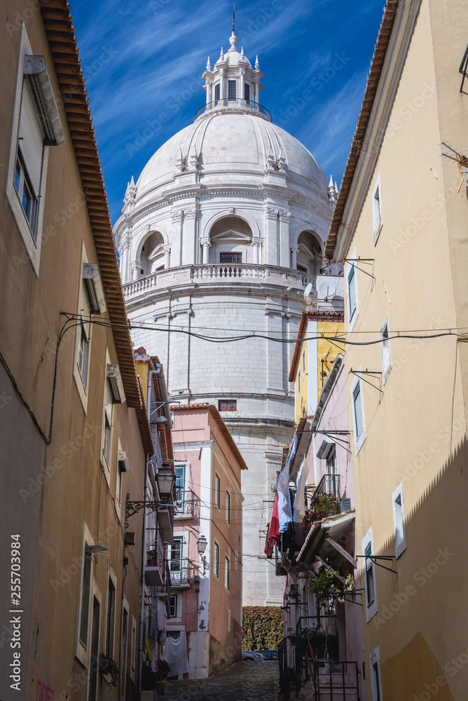 View on the dome of National Pantheon, former Church of Santa Engracia in Lisbon city, capital of Portugal