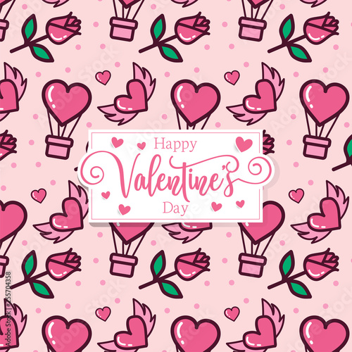 Cute romantic hearts floral valentine's day pattern background.
