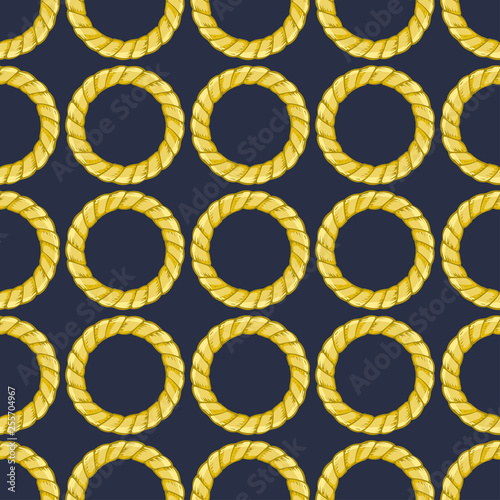 Seamless pattern with retro hand-drawn sketch golden chain on dark background. Drawing engraving texture. Great design for fashion, textile, decorative frame, yacht style card.