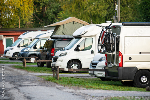 Camper vans in a camping park
