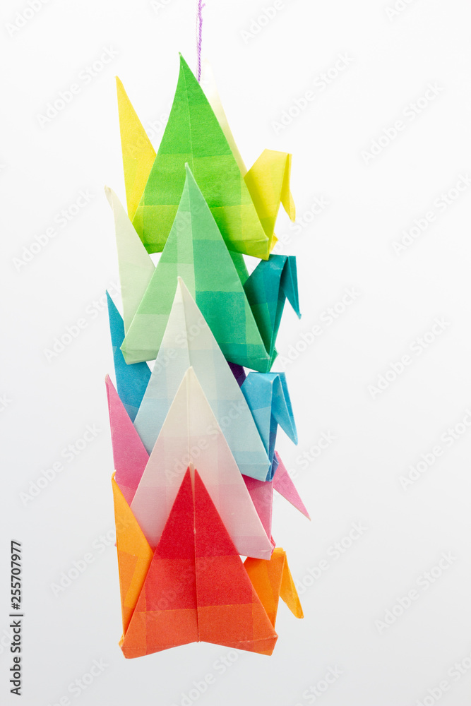 Origami birds against a white background, Origami birds against a white background,