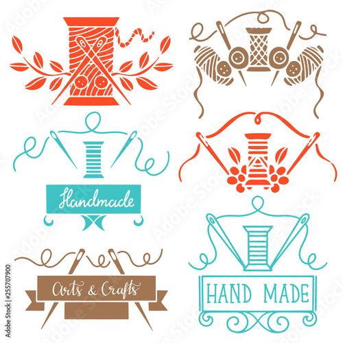 Arts and crafts sewing hand drawn supplies, tools