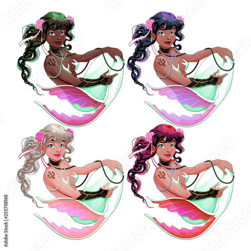 Group of mermaids with diff...