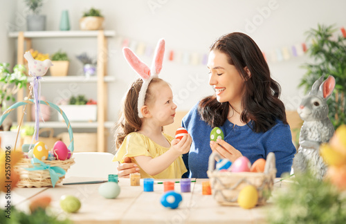 Family preparing for Easter