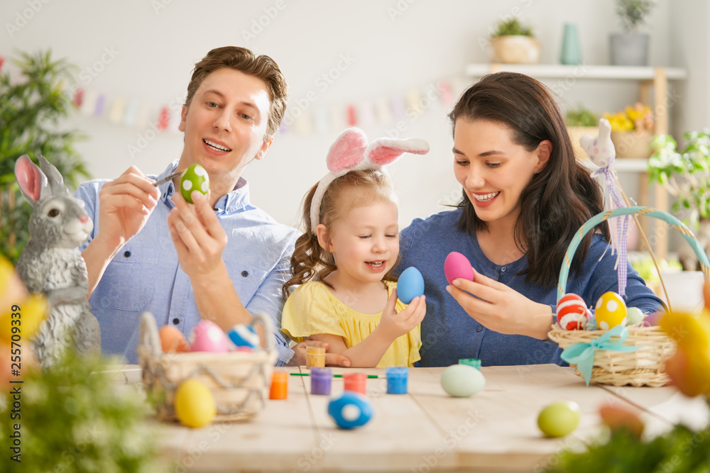 Family preparing for Easter Family preparing for Easter