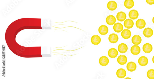Magnet and litecoin. vector illustration