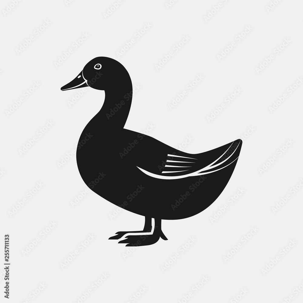 Goose black silhouette. Farm animal icon Goose black silhouette. Farm animal icon