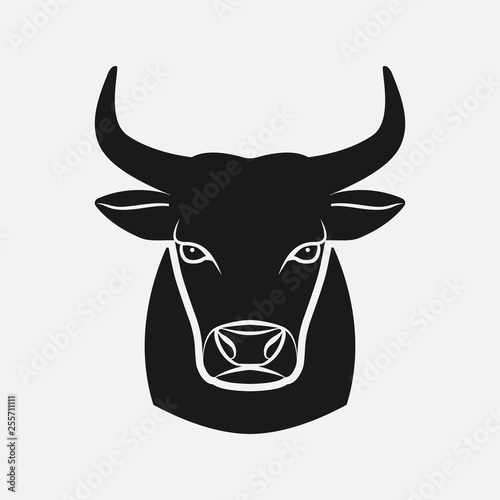 Bull head black silhouette. Farm animal icon
