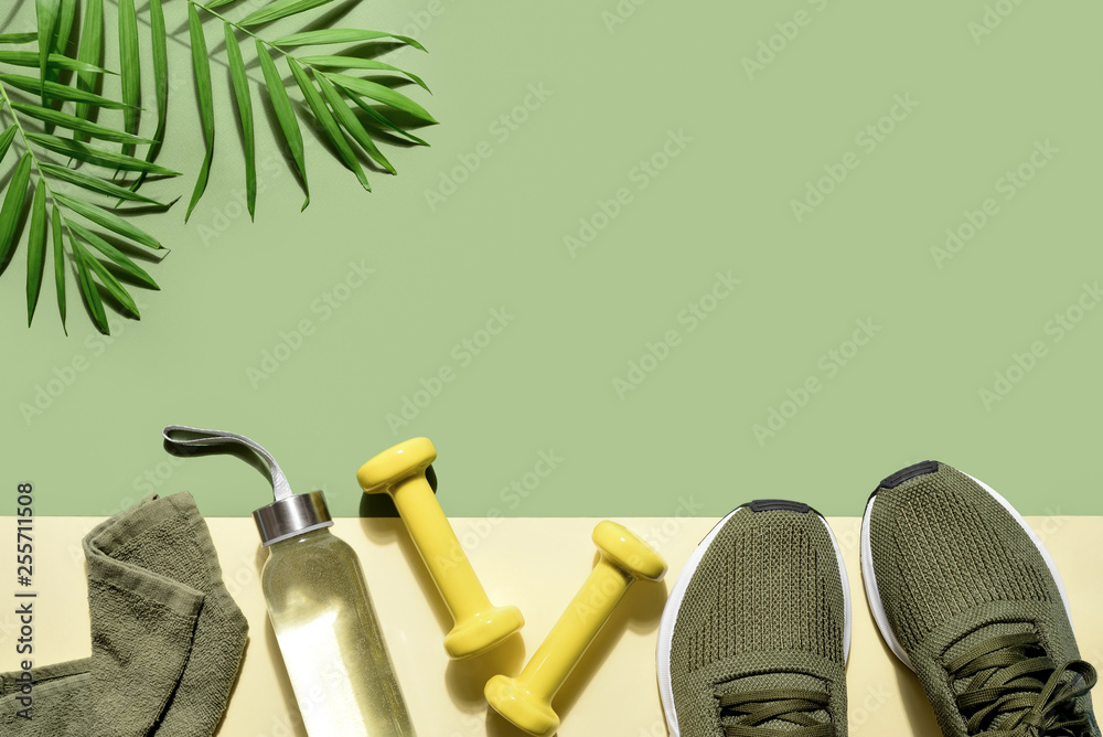 Summer fitness background with copy space Stock Photo | Adobe Stock