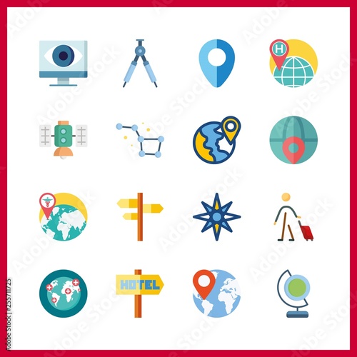 16 map icon. Vector illustration map set. worldwide and satellite icons for map works