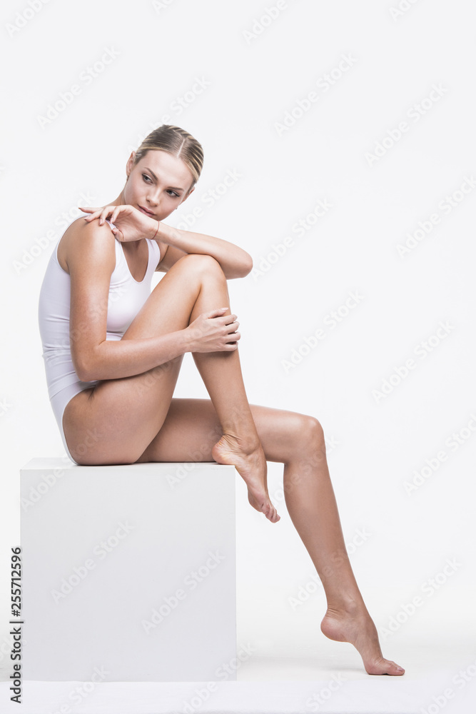 Woman in cotton underwear - obrazy, fototapety, plakaty 