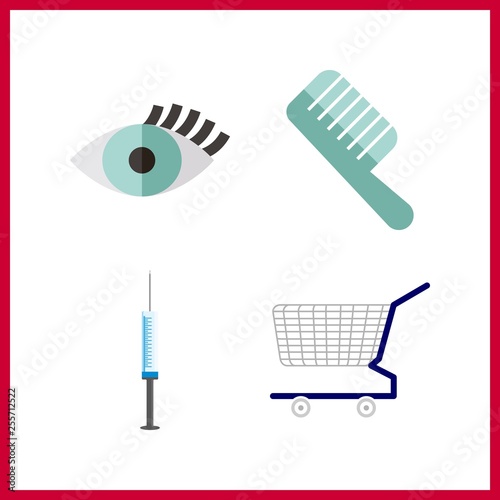 4 salon icon. Vector illustration salon set. needle and comb icons for salon works
