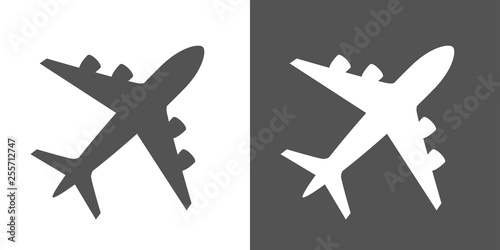 Plane icon vector on white and gray background, for any occasion