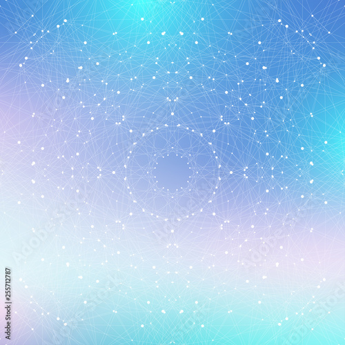 Quantum computer technology concept. Sphere explosion background. Deep learning artificial intelligence. Big data algorithms visualization. Waves flow. Quantum explosion, vector illustration.