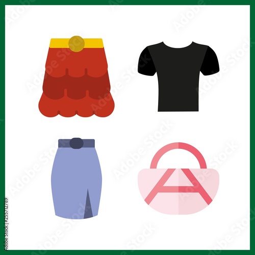 4 dress icon. Vector illustration dress set. skirt and handbag icons for dress works