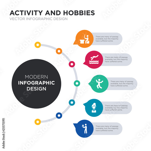 modern business infographic illustration design contains insect collecting, jewelry making, jumping, jumping to the water, knife making simple vector icons. set of 5 isolated filled icons. editable