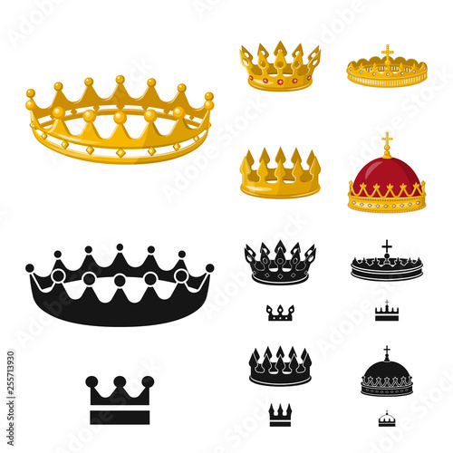 Vector illustration of medieval and nobility sign. Set of medieval and monarchy stock symbol for web.