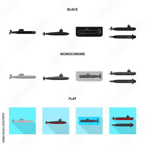 Isolated object of war and ship symbol. Set of war and fleet stock symbol for web.