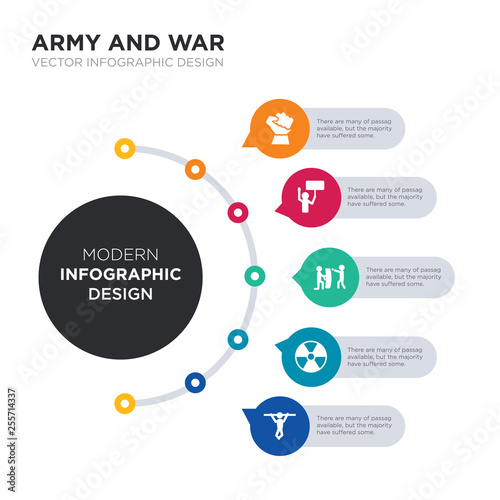 modern business infographic illustration design contains pull up, radiation, rebellion, revolt, revolution simple vector icons. set of 5 isolated filled icons. editable sign and symbols