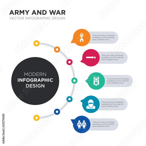 modern business infographic illustration design contains terracotta, terrorist, time bomb with clock, torpedo, torture simple vector icons. set of 5 isolated filled icons. editable sign and symbols