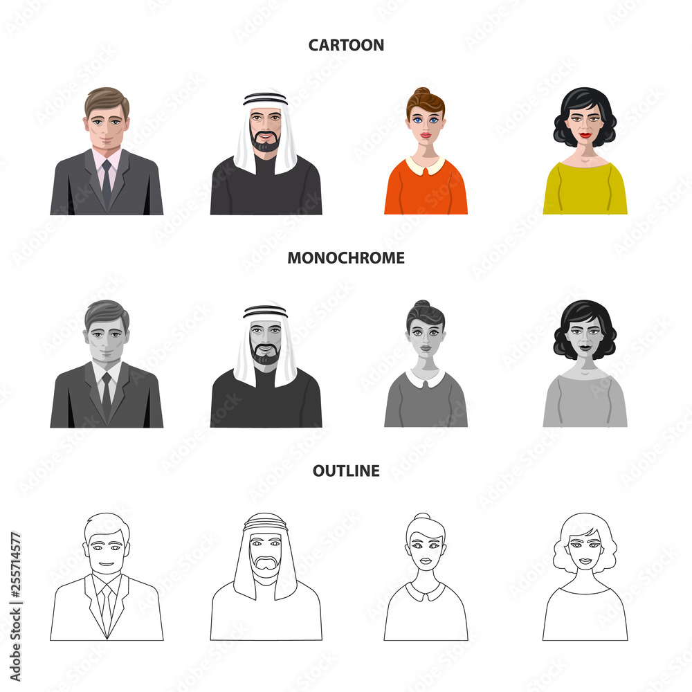 Isolated object of hairstyle and profession  logo. Collection of hairstyle and character  stock vector illustration.