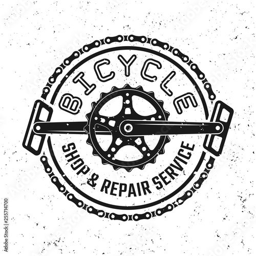 Bicycle pedals and chain vector round retro emblem