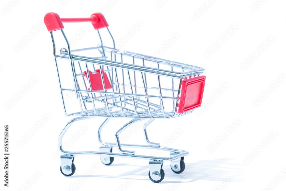 mini shopping cart isolated on white