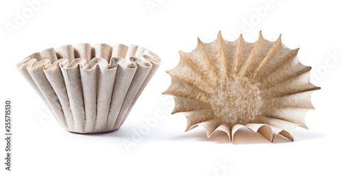 coffee paper filters isolated on white