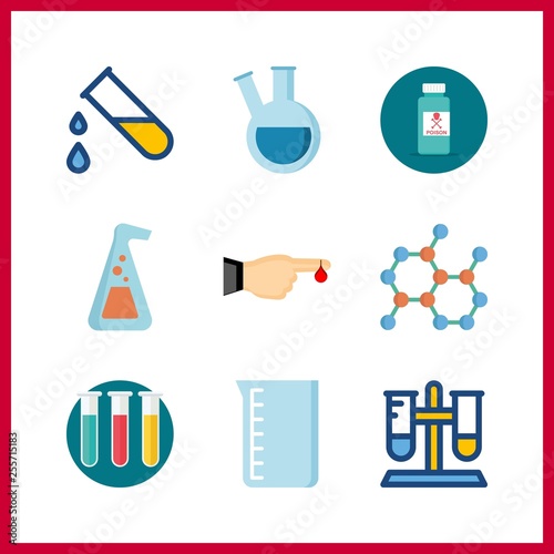 9 toxic icon. Vector illustration toxic set. finger harm and test tubes icons for toxic works