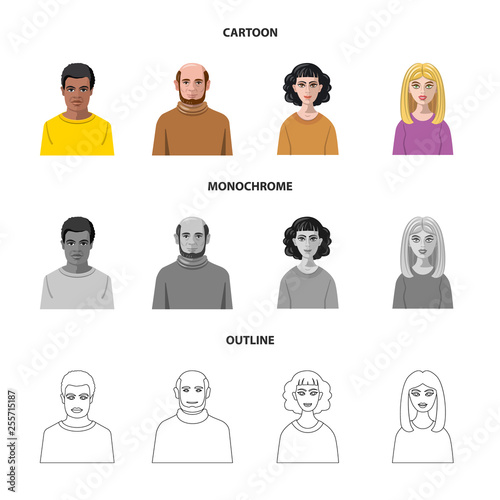 Isolated object of hairstyle and profession  symbol. Set of hairstyle and character  stock symbol for web.