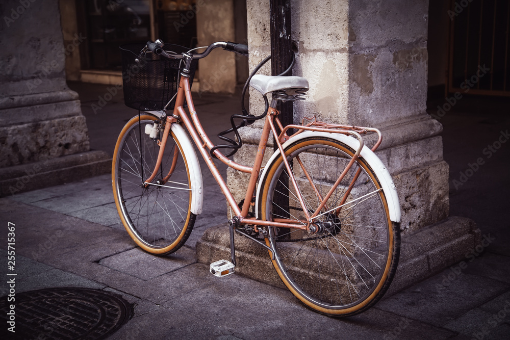 Old bicycle in the city