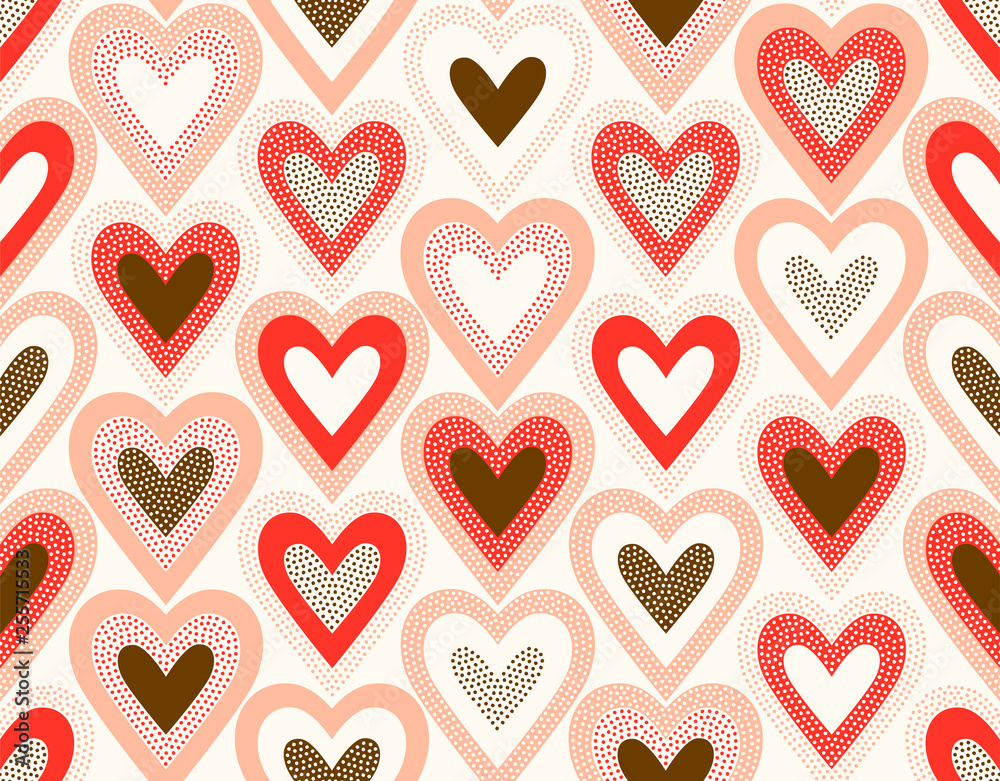 Seamless creative stylish doodle dots playful heart shape pattern Seamless creative stylish doodle dots playful heart shape pattern