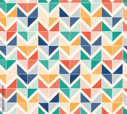 Seamless creative stylish doodle dots playful herringbone tiles pattern