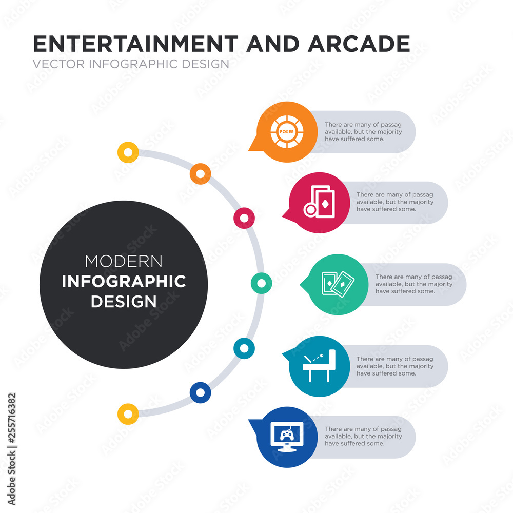 modern business infographic illustration design contains pc game, pinball,  playing cards, poker, poker chip simple vector icons. set of 5 isolated  filled icons. editable sign and symbols Stock Vector | Adobe Stock