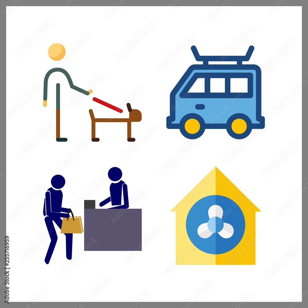 4 service icon. Vector illustration service set. ventilation and van icons for service works 4 service icon. Vector illustration service set. ventilation and van icons for service works