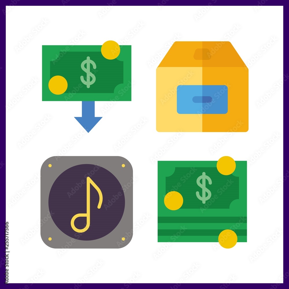 4 send icon. Vector illustration send set. music file and box icons for send works 4 send icon. Vector illustration send set. music file and box icons for send works