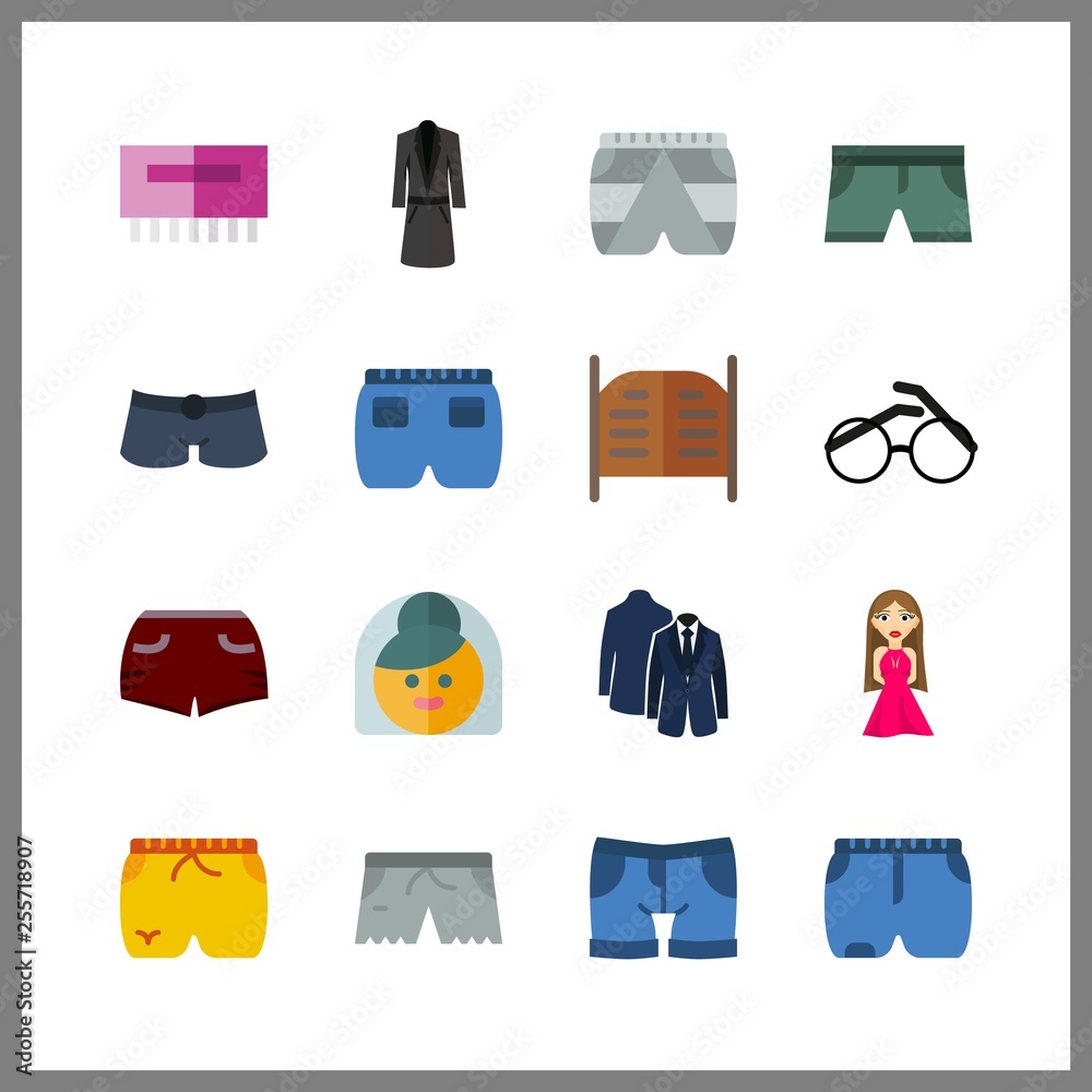 16 hairstyle icon. Vector illustration hairstyle set. glasses and blue costume back side icons for hairstyle works 16 hairstyle icon. Vector illustration hairstyle set. glasses and blue costume back side icons for hairstyle works