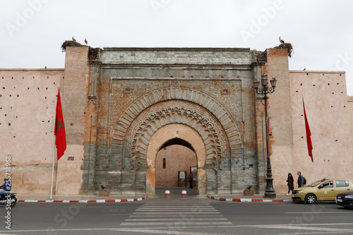 Bab Agnaou - one of Marrakesh's gates into the Medina (old city) - as seen from Rue Oqba Ben Nafaa (Marrakesh, Morocco, Africa) photo