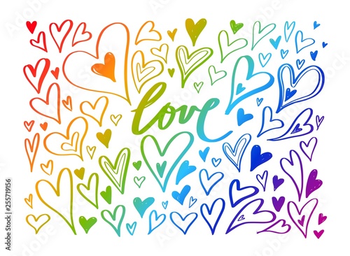 LGBT flag against homosexual discrimination. Vector hand drawn background